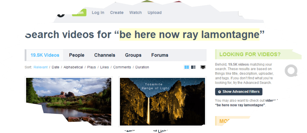 Vimeo search results